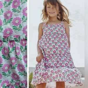 Mini Boden Twirly Pink Primrose Bud tiered girls cotton floral dress 4-5Y